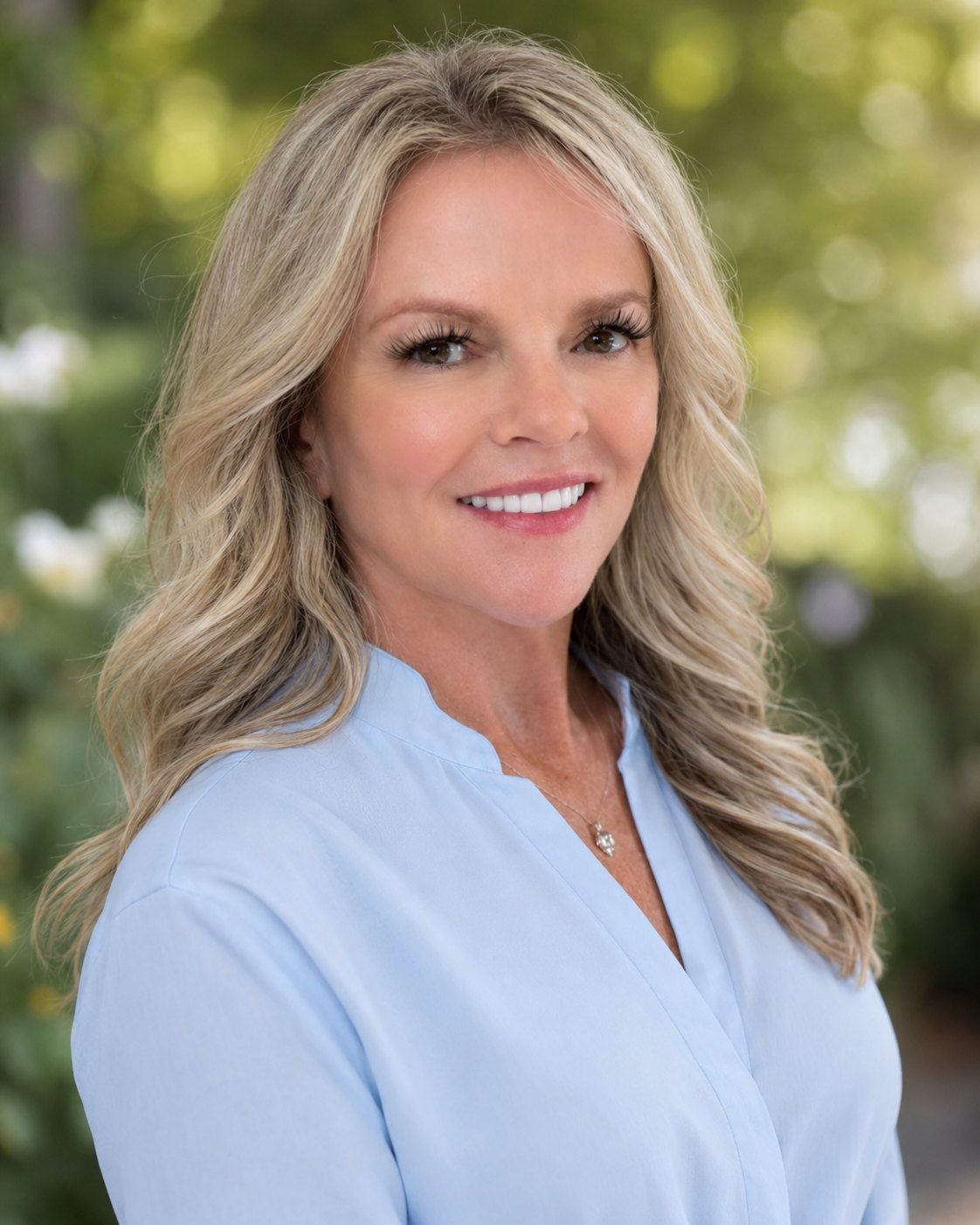 Andrea Navarrette, REALTOR®, photographed outdoors in Leander, Texas
